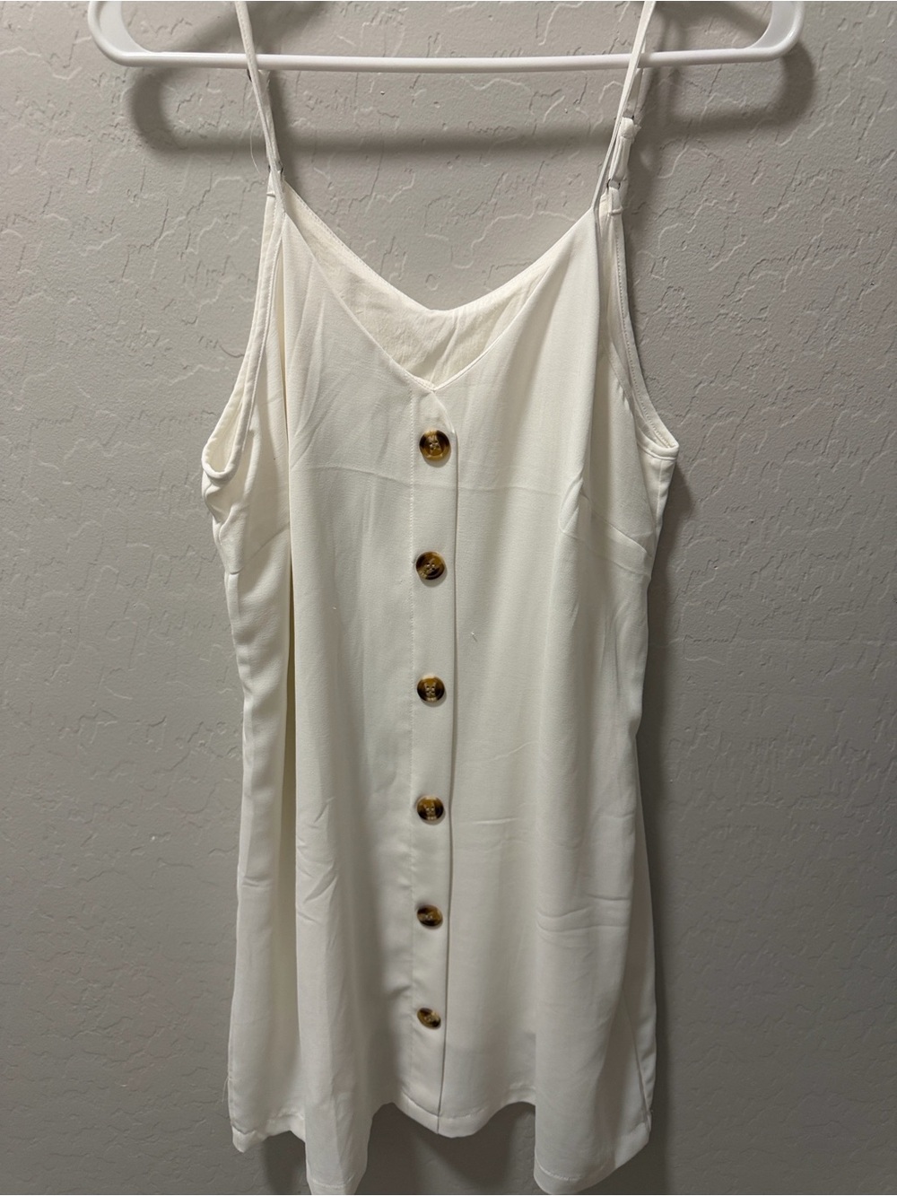 Boutique 9 Cream Button-Front Spaghetti Strap Dress